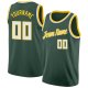 Custom Hunter Green White-Gold Round Neck Rib-Knit Basketball Jersey